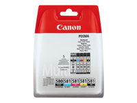 Canon PGI-580 PGBK/CLI-581 CMYBK Multipack - Pack de 5 - noir, jaune, cyan, magenta - original - blister - réservoir d'encre - pour PIXMA TS6251, TS6350, TS6351, TS705, TS8252, TS8350, TS8351, TS8352, TS9550, TS9551 2078C005